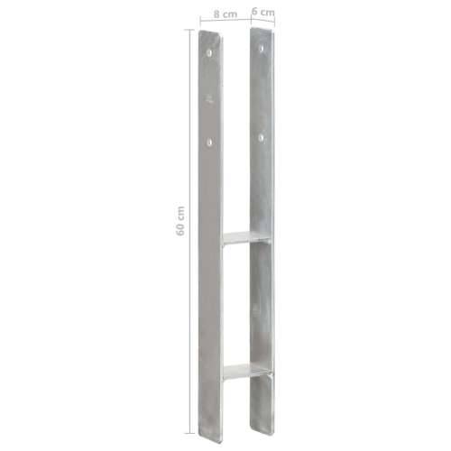 Sidra za ogradu 2 kom srebrna 8 x 6 x 60 cm pocinčani čelik - 8 x 6 x 60 cm 2 Cijena