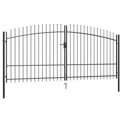 Dvostruka vrata za ogradu s ukrasnim kopljima 400 x 225 cm - 400 x 225 cm Cijena