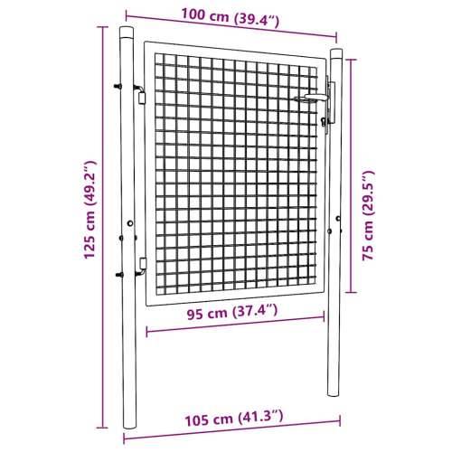 Mrežasta vrtna vrata od pocinčanog čelika 100 x 125 cm siva - 100 x 125 cm Cijena