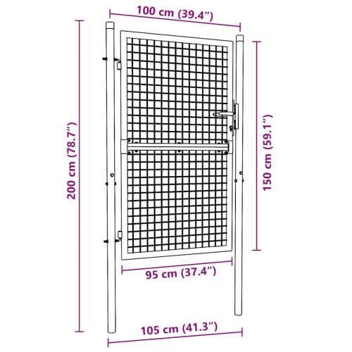 Mrežasta vrtna vrata od pocinčanog čelika 100 x 200 cm siva 100 x 200 cm Cijena