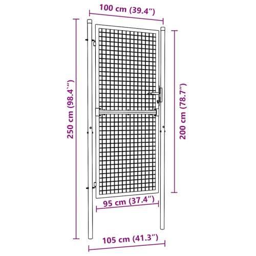 Dvorišna vrata - Mrežasta vrtna vrata od pocinčanog čelika 100 x 250 cm siva - 100 x 250 cm Cijena