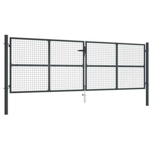 Mrežasta vrtna vrata od pocinčanog čelika 400 x 175 cm siva - 400 x 175 cm Cijena