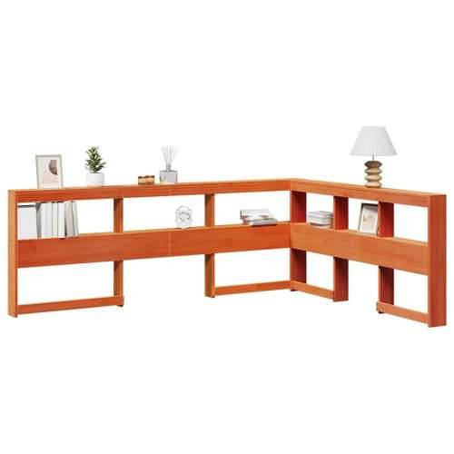 Polica za knjige uzglavlje L-oblika voštano smeđe borovine - Voštano smeđa 153.5 x 208.5 x 80 cm 1 Cijena