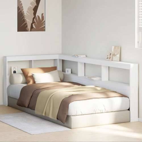 Polica za knjige uzglavlje L-oblika bijelo 75 cm borovine - Bijela 93.5 x 208.5 x 80 cm 1 Cijena