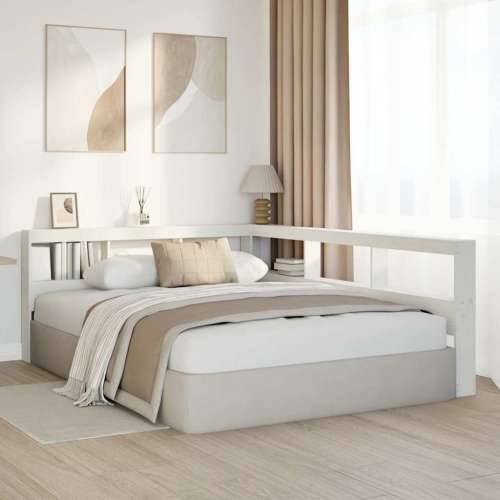 Polica za knjige uzglavlje L-oblika bijelo 150 cm borovine - Bijela 168.5 x 218.5 x 80 cm 1 Cijena