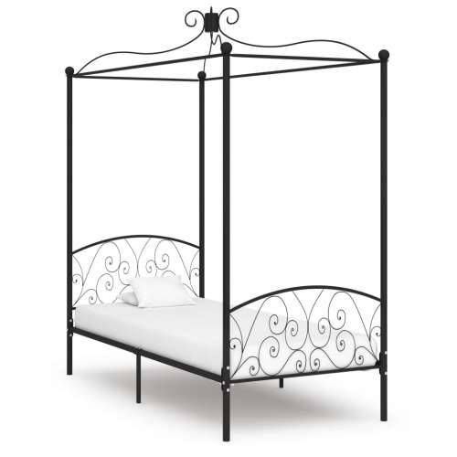 Okvir za krevet s nadstrešnicom crni metalni 90 x 200 cm Cijena