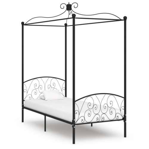 Okvir za krevet s nadstrešnicom crni metalni 100 x 200 cm - Crna 100 x 200 cm Cijena
