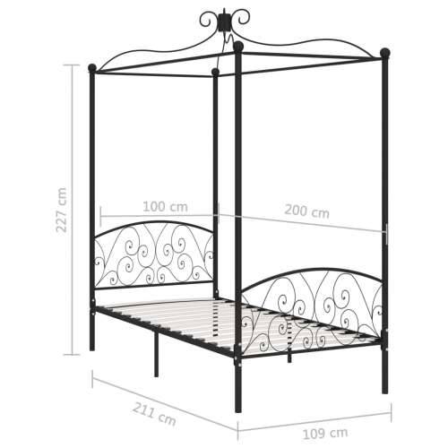 Okvir za krevet s nadstrešnicom crni metalni 100 x 200 cm - Crna 100 x 200 cm Cijena