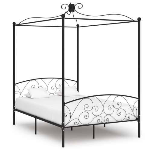 Okvir za krevet s nadstrešnicom crni metalni 140 x 200 cm - Crna 140 x 200 cm Cijena