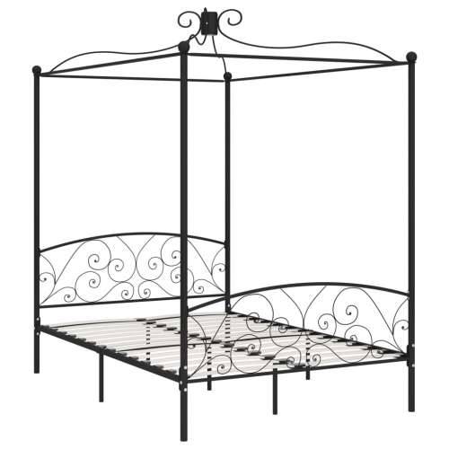 Okvir za krevet s nadstrešnicom crni metalni 140 x 200 cm - Crna 140 x 200 cm Cijena