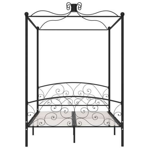 Okvir za krevet s nadstrešnicom crni metalni 140 x 200 cm - Crna 140 x 200 cm Cijena