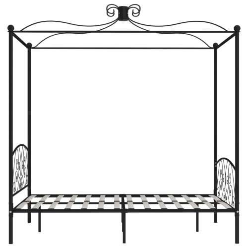 Okvir za krevet s nadstrešnicom crni metalni 140 x 200 cm - Crna 140 x 200 cm Cijena