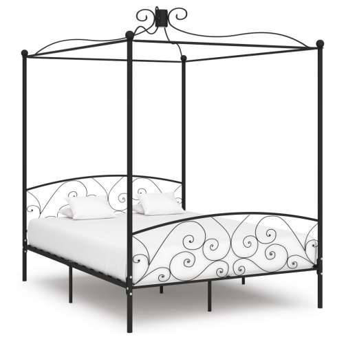 Okvir za krevet s nadstrešnicom crni metalni 180 x 200 cm - Crna 180 x 200 cm Cijena