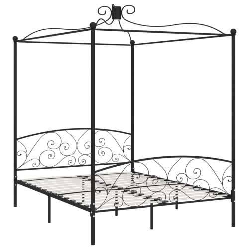 Okvir za krevet s nadstrešnicom crni metalni 180 x 200 cm - Crna 180 x 200 cm Cijena