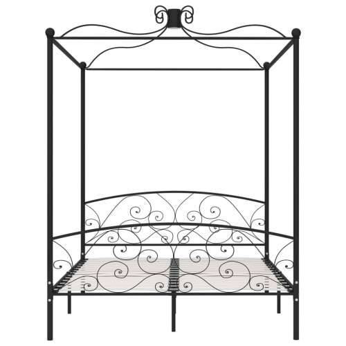 Okvir za krevet s nadstrešnicom crni metalni 180 x 200 cm - Crna 180 x 200 cm Cijena