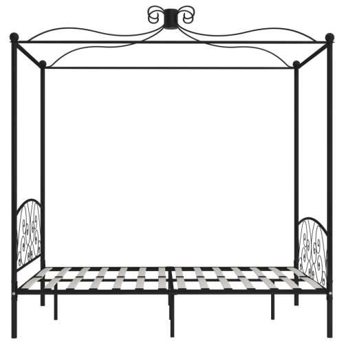 Okvir za krevet s nadstrešnicom crni metalni 180 x 200 cm - Crna 180 x 200 cm Cijena