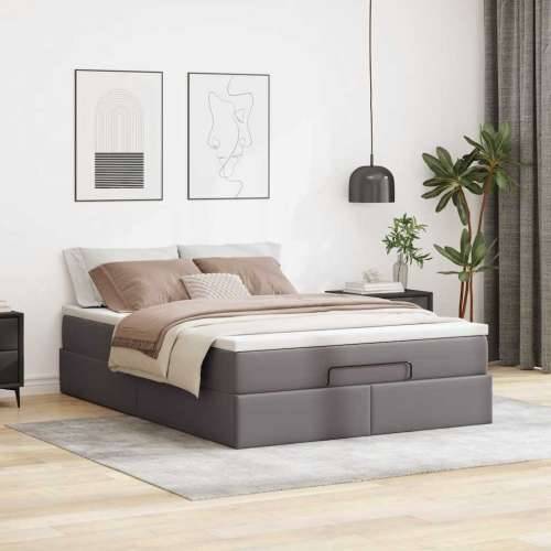Otomanski krevet s madracem sivi 140x190cm umjetna koža - Siva 140 x 190 cm Cijena