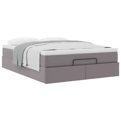 Otomanski krevet s madracem sivi 140x190cm umjetna koža - Siva 140 x 190 cm Cijena
