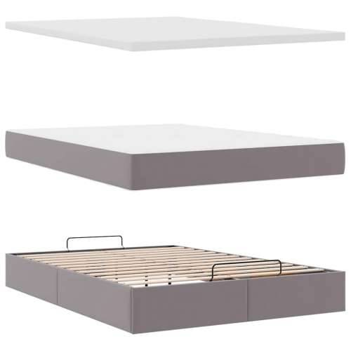 Otomanski krevet s madracem sivi 140x190cm umjetna koža - Siva 140 x 190 cm Cijena