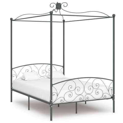 Okvir za krevet s nadstrešnicom sivi metalni 120 x 200 cm - Siva 120 x 200 cm Cijena