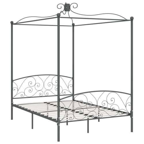 Okvir za krevet s nadstrešnicom sivi metalni 120 x 200 cm - Siva 120 x 200 cm Cijena