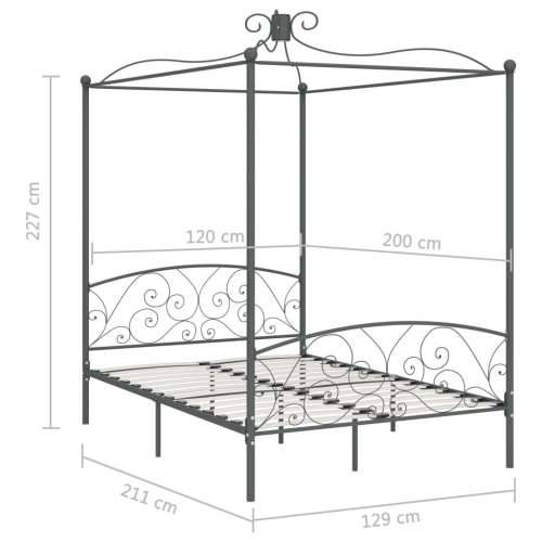 Okvir za krevet s nadstrešnicom sivi metalni 120 x 200 cm - Siva 120 x 200 cm Cijena