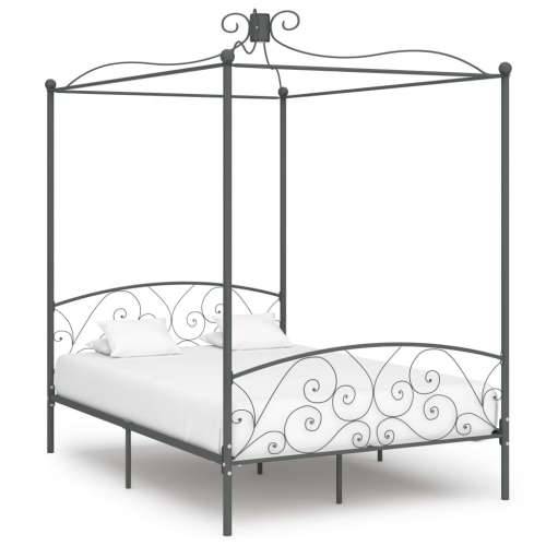 Okvir za krevet s nadstrešnicom sivi metalni 140 x 200 cm