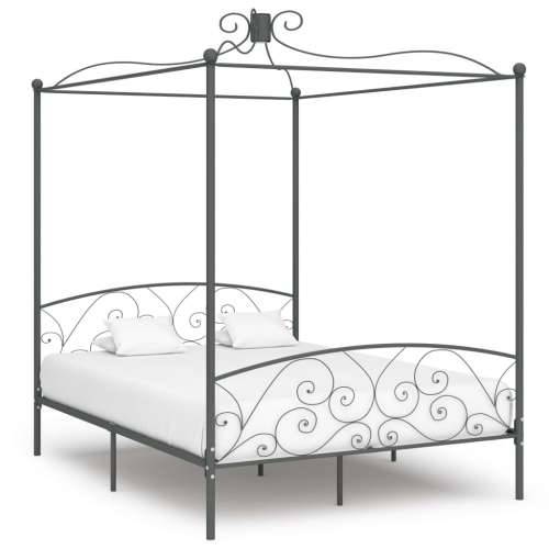 Okvir za krevet s nadstrešnicom sivi metalni 160 x 200 cm
