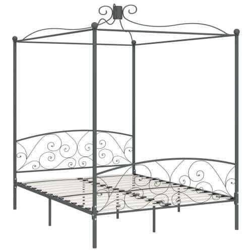 Okvir za krevet s nadstrešnicom sivi metalni 160 x 200 cm Cijena