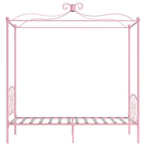 Okvir za krevet s nadstrešnicom ružičasti metalni 90 x 200 cm Cijena