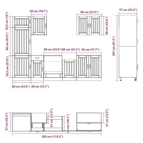 7-dijelni set kuhinjskih ormarića Lucca konstruiranog drva - hrast artisan 1 Cijena