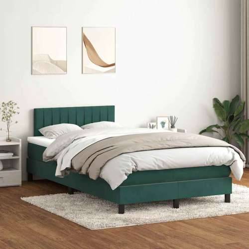 Box spring krevet s madracem tamnozeleni 120x210 cm baršunasti - Tamnozelena 120 x 210 cm Okomite pruge Cijena