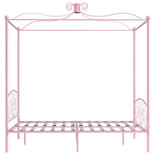 Okvir za krevet s nadstrešnicom ružičasti metalni 120 x 200 cm Cijena
