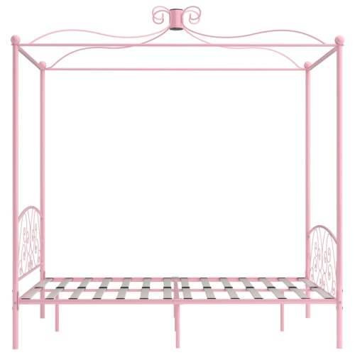 Okvir za krevet s nadstrešnicom ružičasti metalni 140 x 200 cm - Ružičasta 140 x 200 cm Cijena