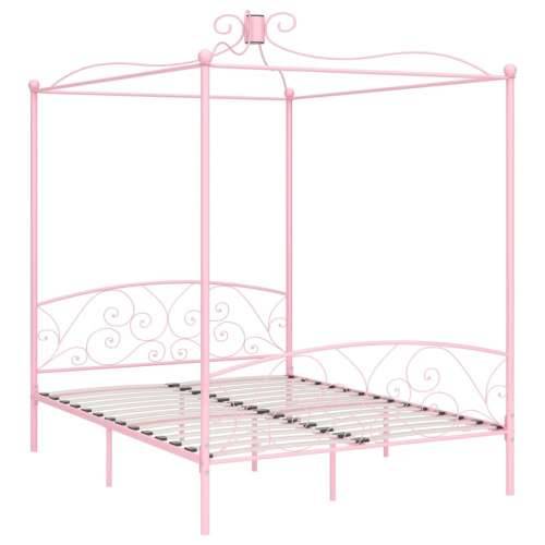 Okvir za krevet s baldahinom ružičasti metalni 180 x 200 cm - Ružičasta 180 x 200 cm Cijena