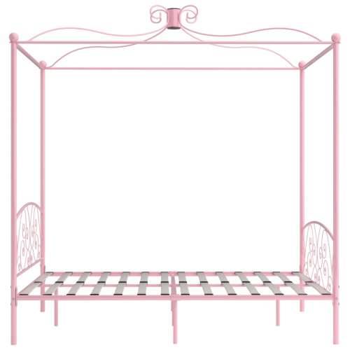 Okvir za krevet s baldahinom ružičasti metalni 180 x 200 cm - Ružičasta 180 x 200 cm Cijena