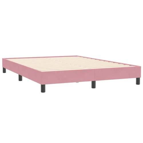 Krevet s oprugama i madracem ružičasti 140x210 cm baršunasti - Ružičasta 140 x 210 cm Okomite pruge Cijena