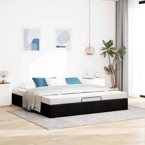 Otomanski okvir kreveta bez madraca crni 180x200 cm od tkanine - Crna 180 x 200 cm Cijena