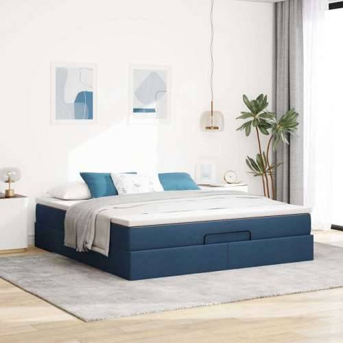 Otomanski krevet s madracem plavi 180x200cm od tkanine - Plava 180 x 200 cm Cijena