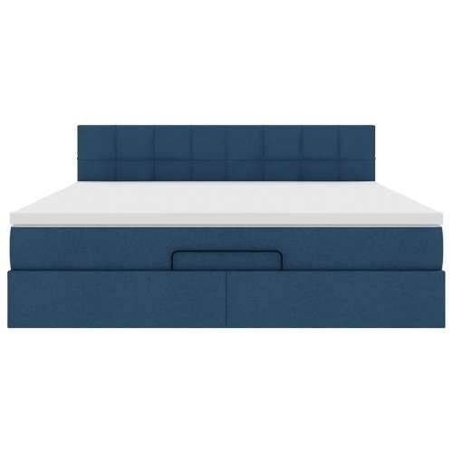 Otomanski krevet s madracem plavi 180x200cm od tkanine - Plava 180 x 200 cm Blok s kvadratima Cijena