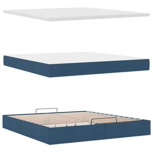 Otomanski krevet s madracem plavi 180x200cm od tkanine - Plava 180 x 200 cm gumbi Cijena