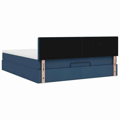 Otomanski krevet s madracem plavi 180x200cm od tkanine - Plava 180 x 200 cm gumbi Cijena
