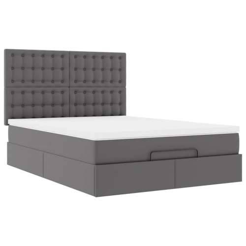 Otomanski krevet s madracem sivi 140x190cm umjetna koža - Siva 140 x 190 cm Cijena