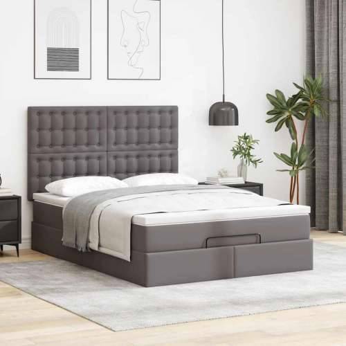 Otomanski krevet s madracem sivi 140x190cm umjetna koža - Siva 140 x 190 cm Cijena
