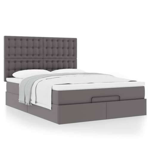 Otomanski krevet s madracem sivi 140x190cm umjetna koža - Siva 140 x 190 cm Cijena