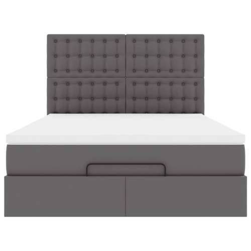 Otomanski krevet s madracem sivi 140x190cm umjetna koža - Siva 140 x 190 cm Cijena