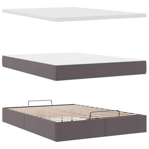 Otomanski krevet s madracem sivi 140x190cm umjetna koža - Siva 140 x 190 cm Cijena