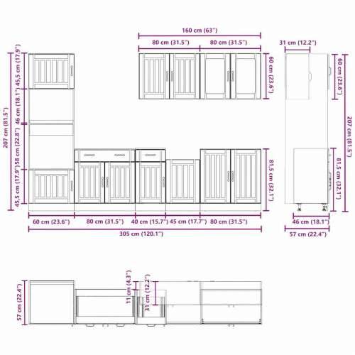 7-dijelni set kuhinjskih ormarića Kalmar konstruiranog drva - hrast artisan 1 Cijena