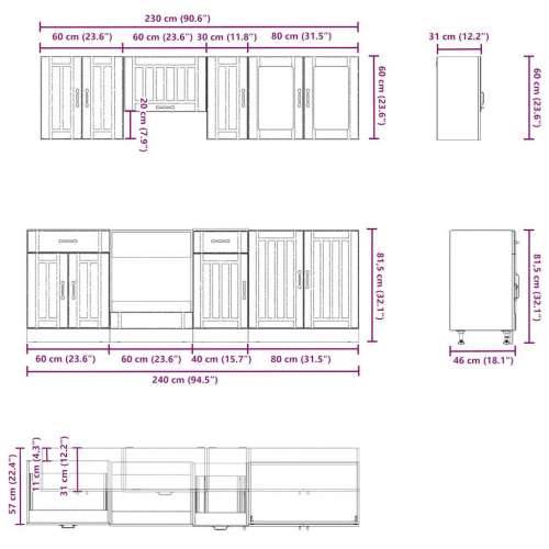 8-dijelni set kuhinjskih ormarića Kalmar konstruiranog drva - hrast artisan 1 Cijena