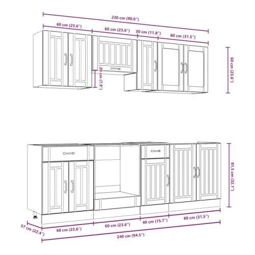 8-dijelni set kuhinjskih ormarića Kalmar konstruiranog drva - hrast artisan 1 Cijena
